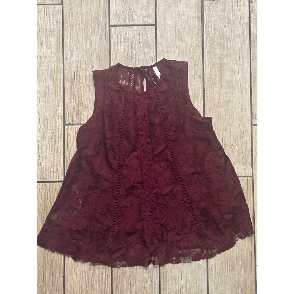 Maroon lace holiday, business causal sleeveless top XL